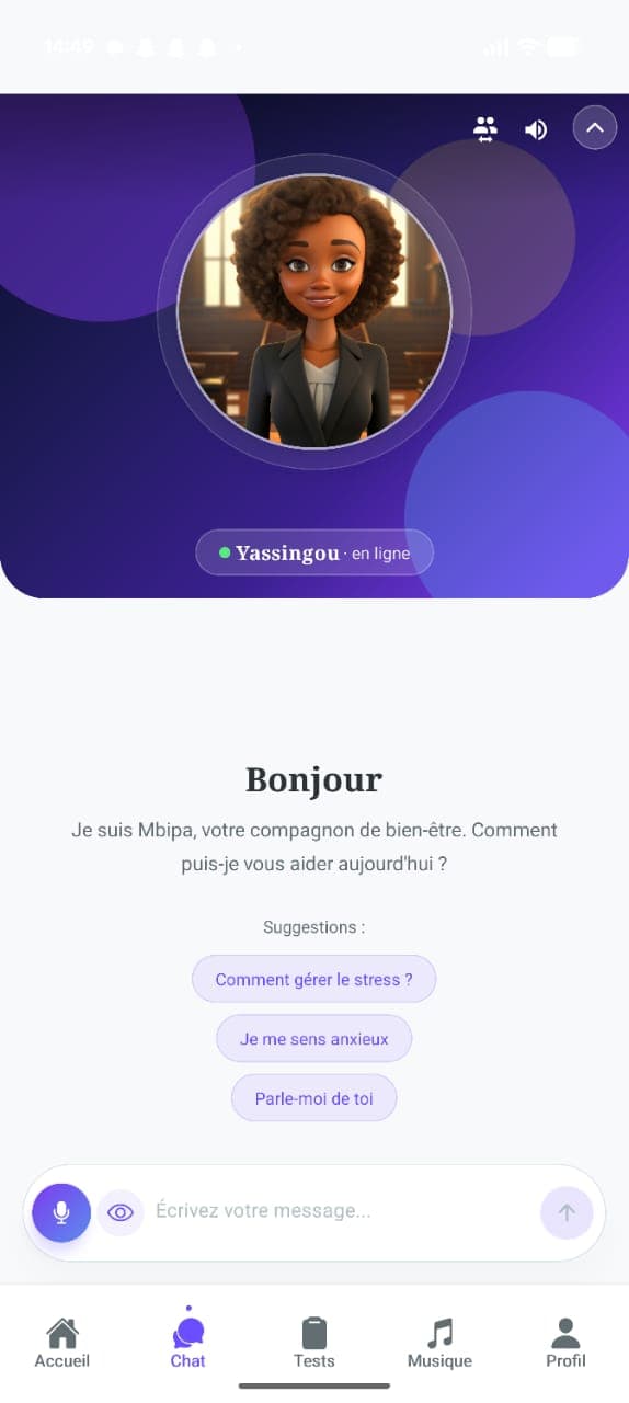 MBIPA AI conversational companion screen